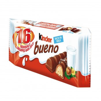 Kinder Bueno Milk Chocolate Bar Hazelnut Cream Filled Wafer, 43 g